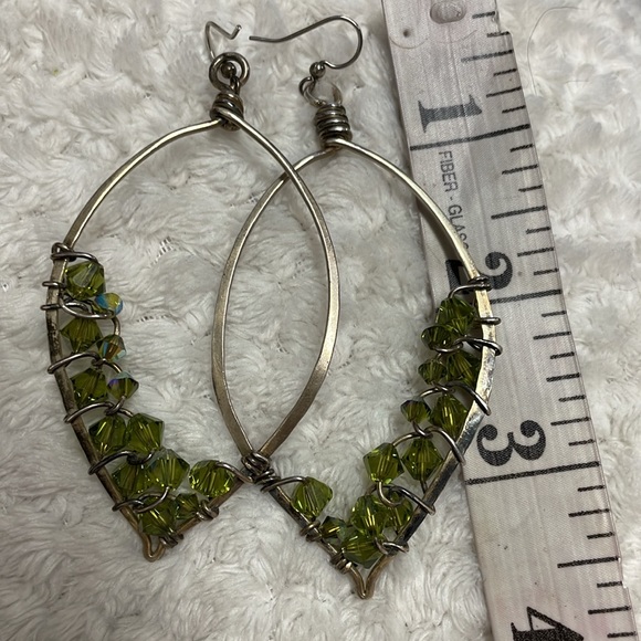 Sterling peridot leaf earrings - Picture 4 of 6